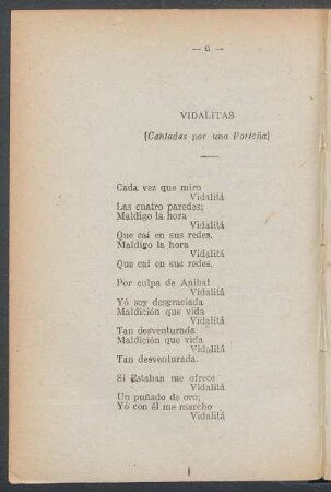 Vidalitas : (Cantadas por una Porteña)