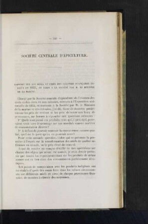 Societe centrale d'apiculture.