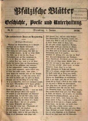 Pfälzische Blätter für Geschichte, Poesie und Unterhaltung. 1856, 1856