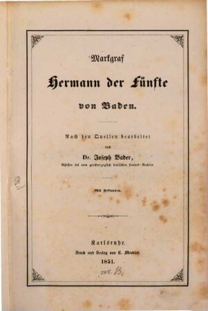 Markgraf Hermann der Fünfte von Baden