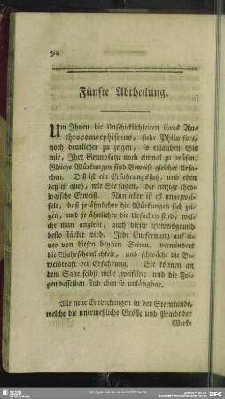 Fünfte Abtheilung