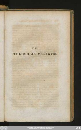 De Theologis Veterum.
