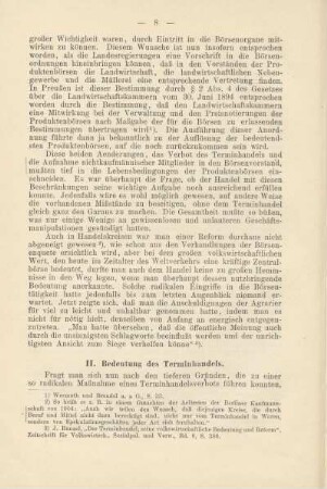 II. Bedeutung des Terminhandels