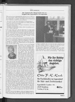 Der Eppendorfer Bürgerverein lud zur Vergabe des Eppendorfer Ehrenpreises