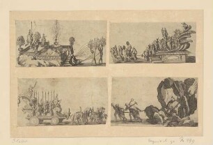 Vier Details aus Entrée von Charles IV. als Sonne, Combat à la barrière, Taf. 8