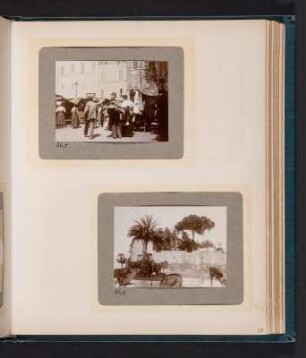 Fotoalbum einer Italienreise von Vendig bis Neapel : Albumseite 25 mit zwei Fotografien von Rom (Straßenbilder)