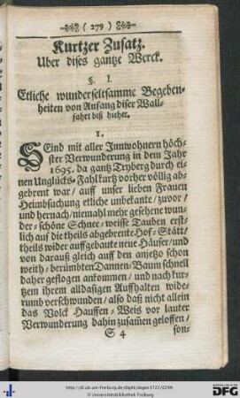 Kurtzer Zusatz. Uber dises gantze Werck.