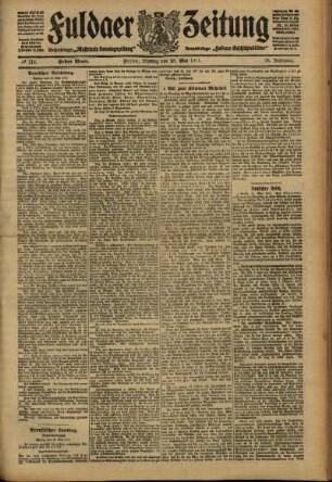 Erste Ausgabe vom Montag, den 22. Mai 1911.