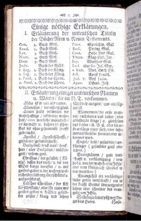 I. Erläuterung der unteutschen Tituln der Bücher Alten u. Neuen Testaments
