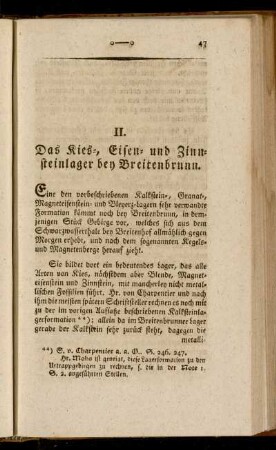 II. Das Kies-, Eisen- und Zinnsteinlager bey Breitenbrunn