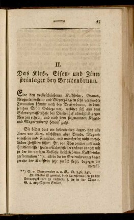 II. Das Kies-, Eisen- und Zinnsteinlager bey Breitenbrunn