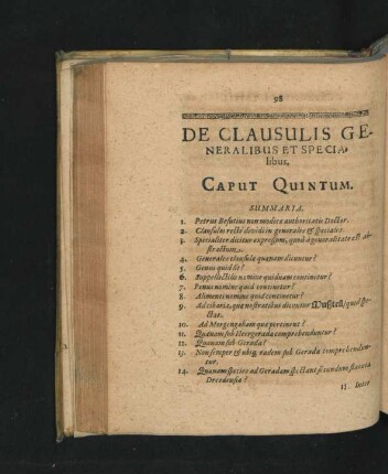 Caput Quintum. De Clausilis Generalibus Et Specialibus.