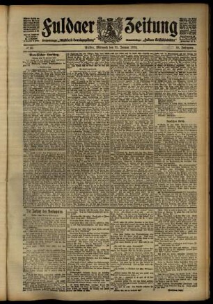 Erste Ausgabe vom Mittwoch, den 31. Januar 1912.