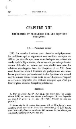Chapitre XIII. Théorèmes et Problémes sur les sections Conques.