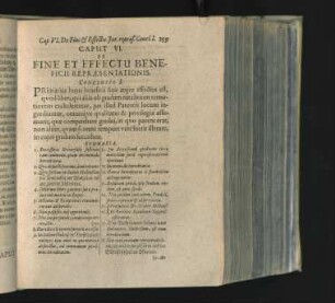 Caput VI. De Fine Et Effectu Beneficii Repraesentationis.