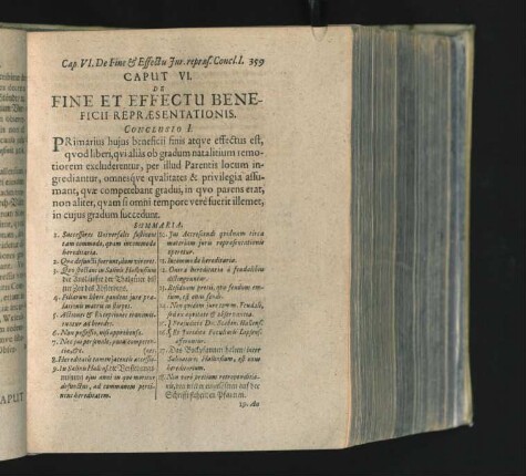 Caput VI. De Fine Et Effectu Beneficii Repraesentationis.