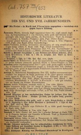 Antiquarischer Katalog von Ferdinand Steinkopf in Stuttgart. 253. 1880