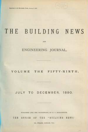 The Building news and engineering journal. 59. 1890