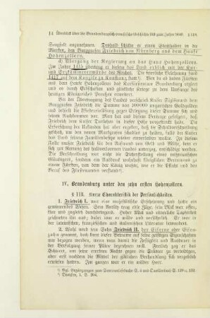 IV. Brandenburg unter den zehn ersten Hohenzollern