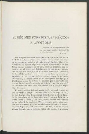El régimen porfirista en México: su apoteosis