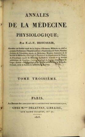 Annales de la médecine physiologique. 3. 1823
