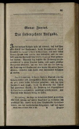 Monat Junius. Die siebenzehnte Aufgabe. - Die zwanzigste Aufgabe.