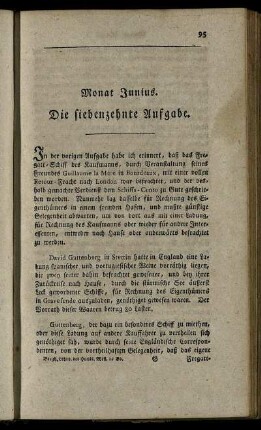 Monat Junius. Die siebenzehnte Aufgabe. - Die zwanzigste Aufgabe.