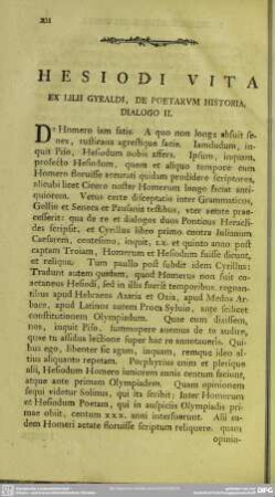Hesiodi Vita Ex Lilii Gyraldi, De Poetarum Historia, Dialogo II.