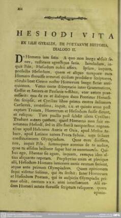 Hesiodi Vita Ex Lilii Gyraldi, De Poetarum Historia, Dialogo II.
