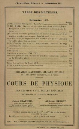 Table des matières. Décembre 1897.