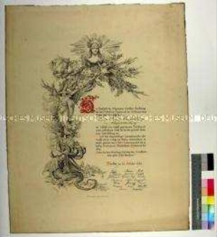 Dankesurkunde des Ausschusses der Allgemeinen Deutschen Ausstellung an die Firma Ernst March und Söhne