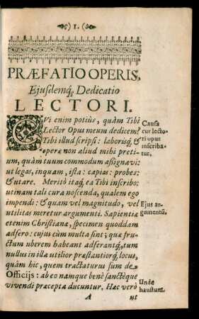 Praefatio Operis, Eiusdemq[ue] Dedicatio.