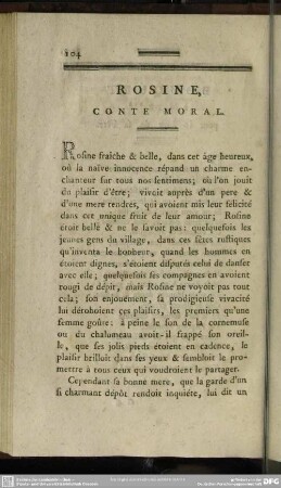 Rosine, Conte Moral