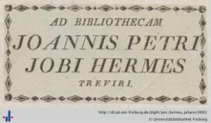 [Provenienz]: Hermes, Johann Peter Job