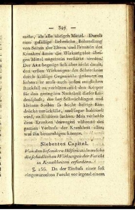 Siebentes Capitel. Von den besondern Hilfsmitteln welche die schädlichen Wirkungen der Furcht in Krankheiten erfordern.