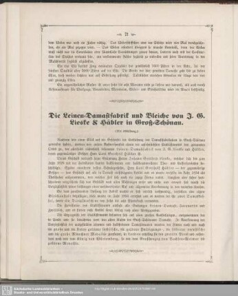 Die Leinen-Damastfabrik und Bleiche von J. G. Lieske & Häbler in Groß-Schönau