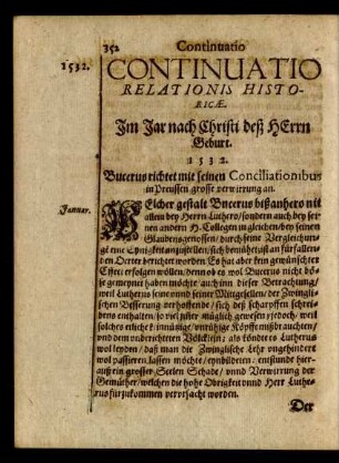 Continuatio Relationis Historicae. Anno 1532.