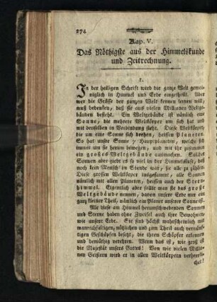 Kap. V.: Das Noethigste aus der Himmelskunde und Zeitrechnung
