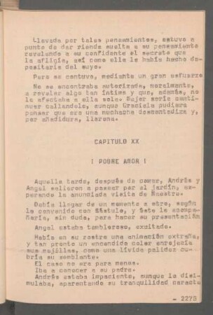 Capítulo XX - ¡Pobre amor!