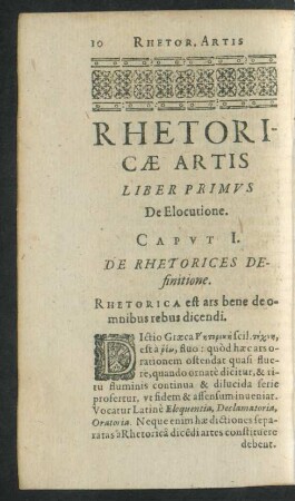 Rhetoricae Artis Liber Primus De Elocutione.