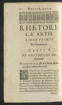 Rhetoricae Artis Liber Primus De Elocutione.