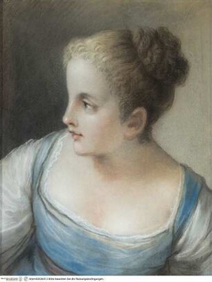 Profilbildnis einer jungen Dame in blauem Gewand