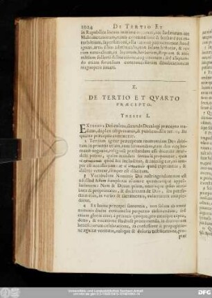 X. De Tertio Et Quarto Praecepto.