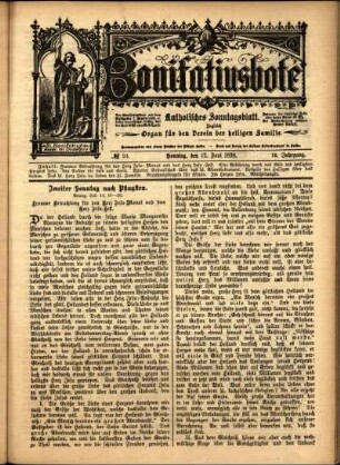 Erste Ausgabe vom Sonntag, den 12. Juni 1898.