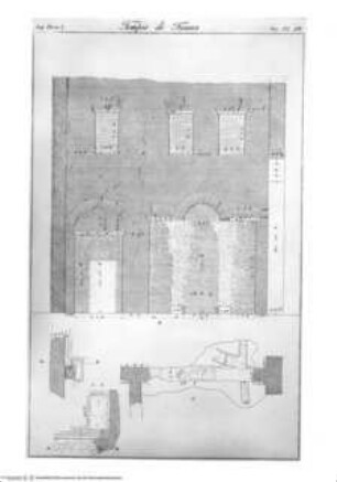 Aggiunte e correzioni all'opera sugli edifizi antichi di Roma dell'Architetto A. Desgodetz, Tempio di Fauno, elevazione di un muro di divisione della cinta estrema