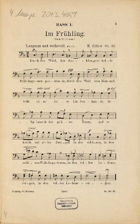 Im Frühling : op. 43 ; mit Soloquartett