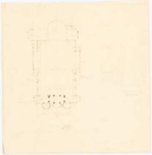 Kirche und Pfarrhaus, Miechowitz: Grundrissskizze 1:350