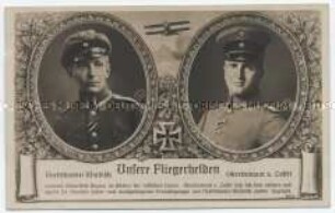 Postkarte mit zwei "Fliegerhelden"