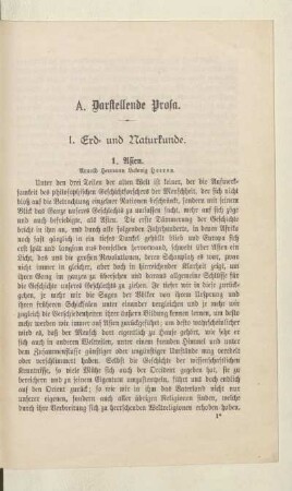 I. Erd- und Naturkunde