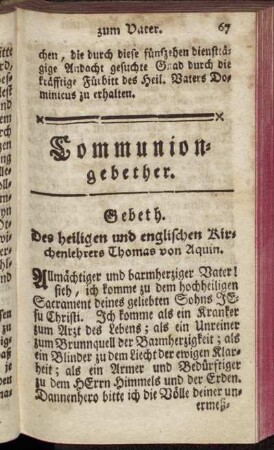 Gebett des H. thomas von Aquin vor der H. Communion.